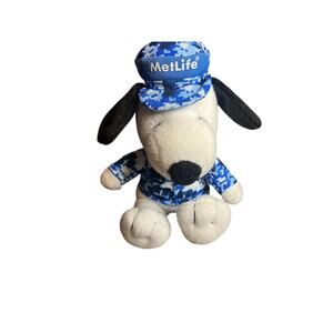 MET LIFE 7" SNOOPY PEANUTS 2011 BLUE CAP Plush Stuffed Animal Toy